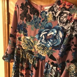 Lake Flower | Dresses | Lake Flower Mauve Floral Midi Dress Size M ...